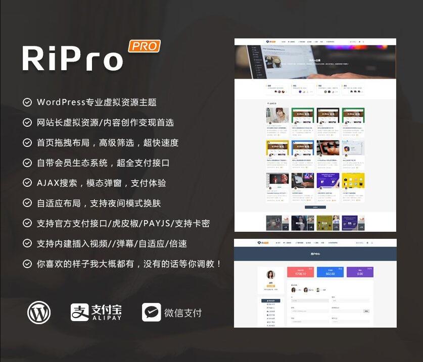 WordPress主题RiPro v8.6无限制版修复后台资源订单等功能